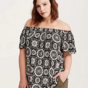 Torrid Medallion Print Off the Shoulder Top